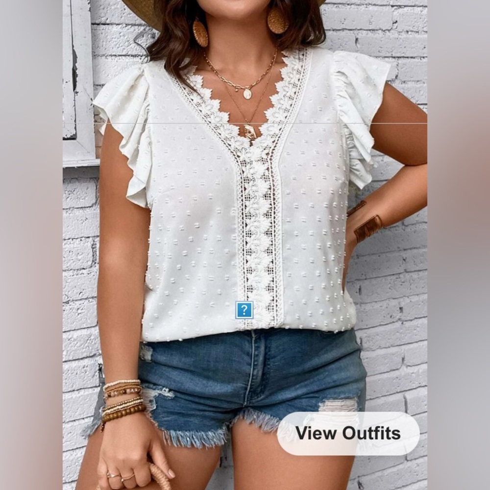 Shein Plus Swiss Dot & Lace Blouse - NWOT